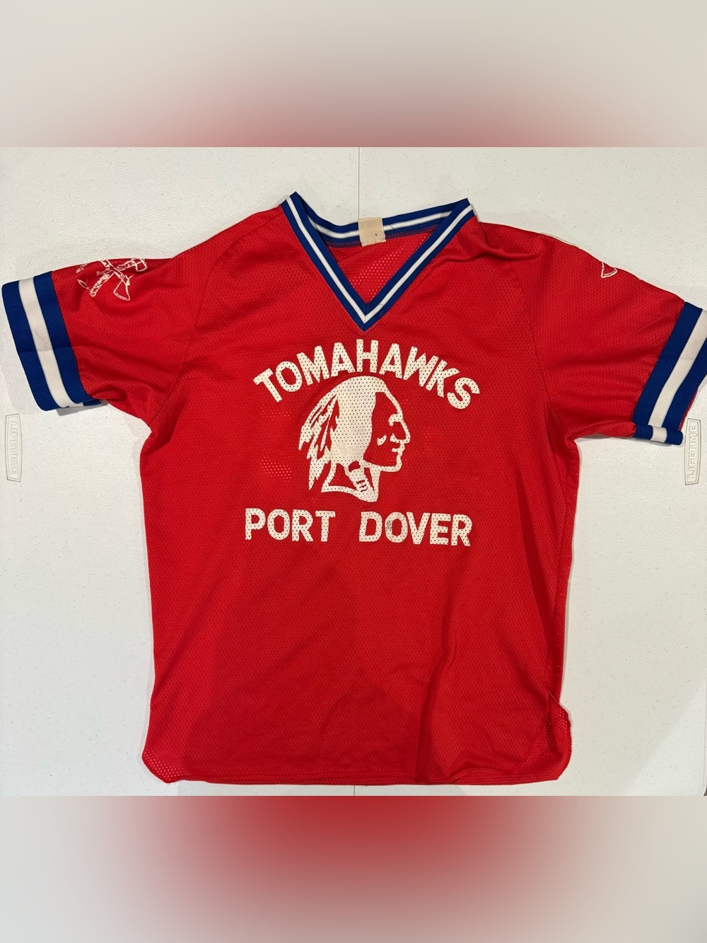 Vintage 1989 SLO Pitch Champions Port Dover Tomahawks Baseball jersey medium